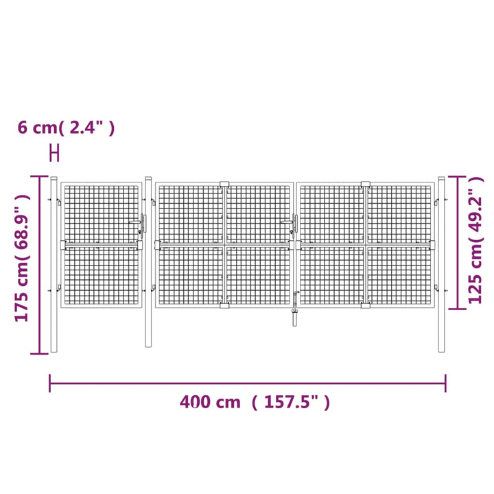 gitterlåge til havehegn 400x175 cm galvaniseret stål grøn