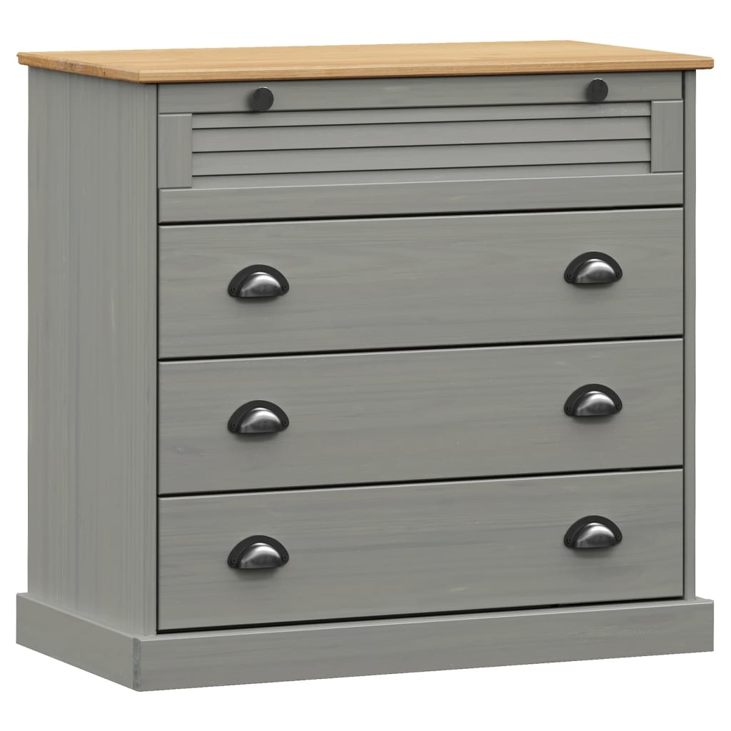 kommode VIGO 80x40x76 cm massivt fyrretræ grå