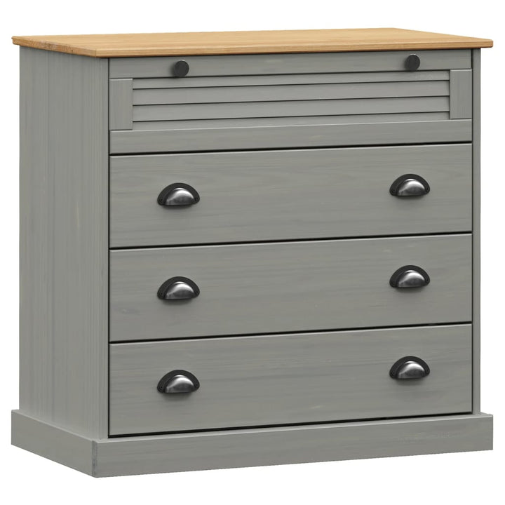 kommode VIGO 80x40x76 cm massivt fyrretræ grå
