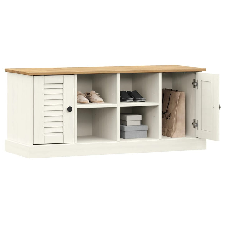 skobænk VIGO 106x35x45 cm massivt fyrretræ hvid
