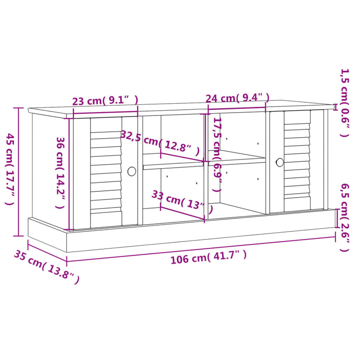 skobænk VIGO 106x35x45 cm massivt fyrretræ hvid