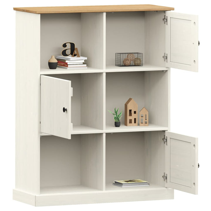 bogreol VIGO 90x35x114,5 cm massivt fyrretræ hvid