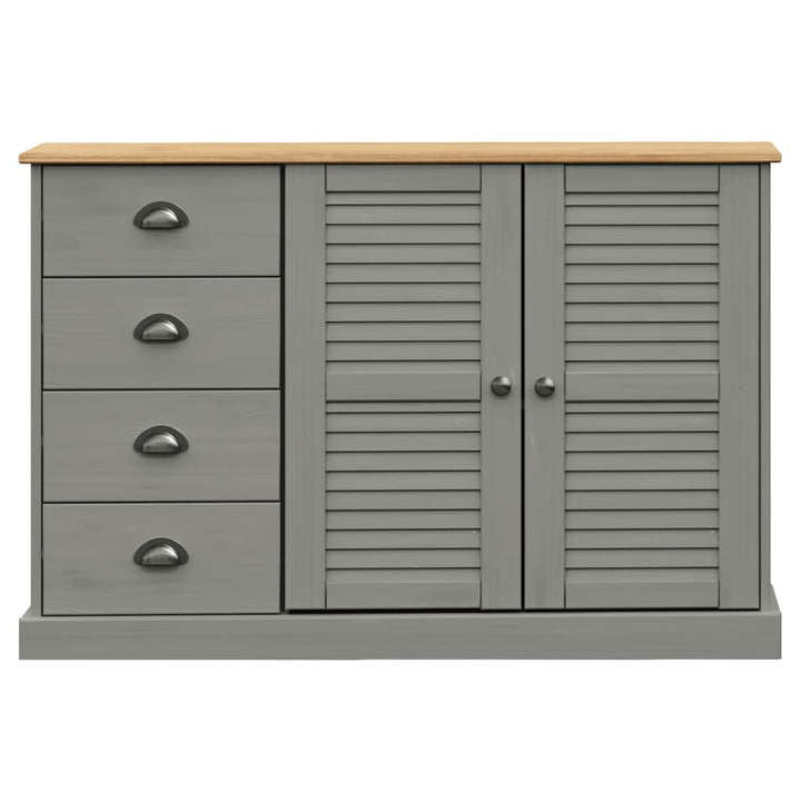 skænk med skuffer VIGO 113x40x75 cm massivt fyrretræ grå