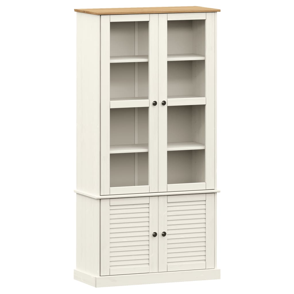 glasskab VIGO 85x35x170 cm massivt fyrretræ hvid
