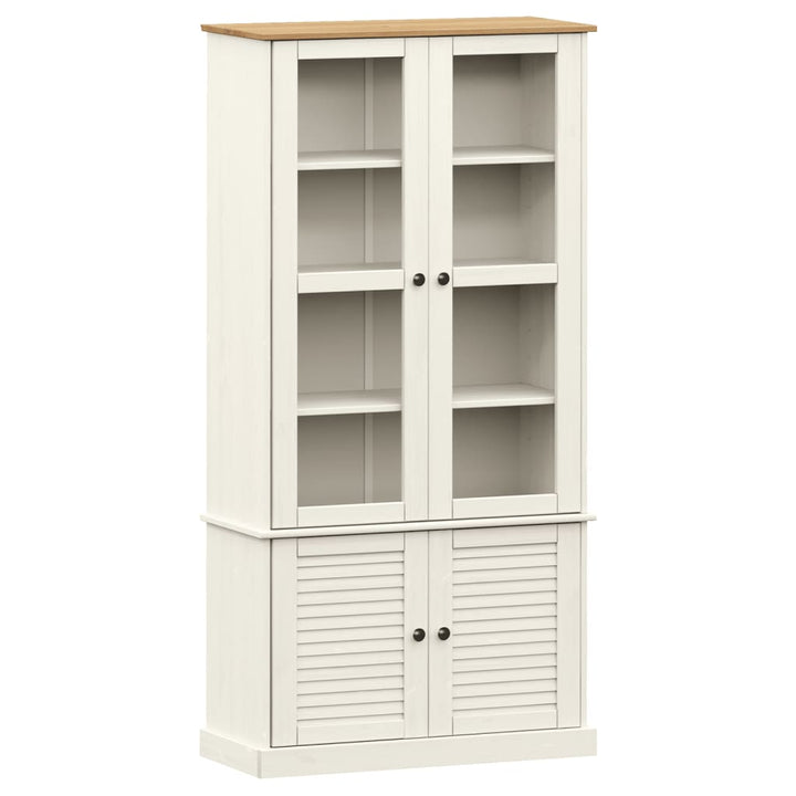 glasskab VIGO 85x35x170 cm massivt fyrretræ hvid