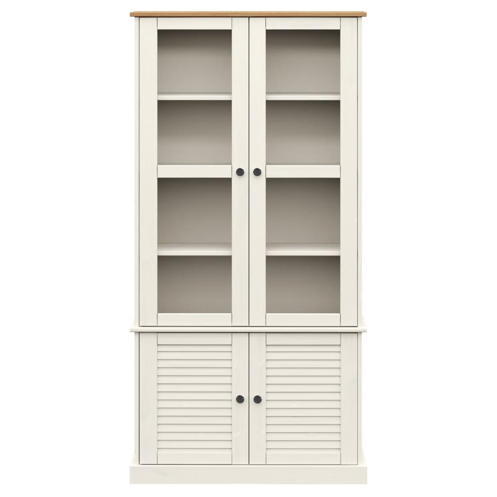 glasskab VIGO 85x35x170 cm massivt fyrretræ hvid
