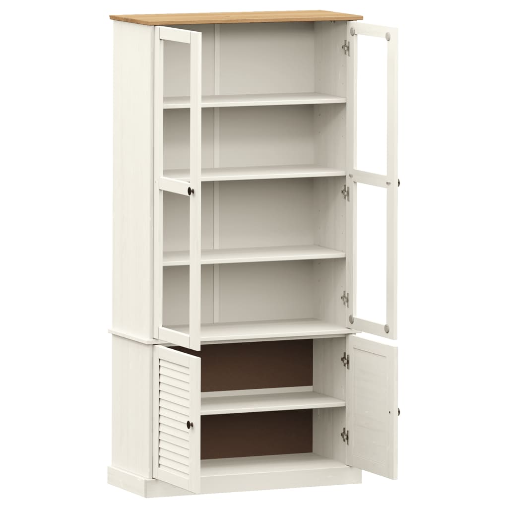 glasskab VIGO 85x35x170 cm massivt fyrretræ hvid