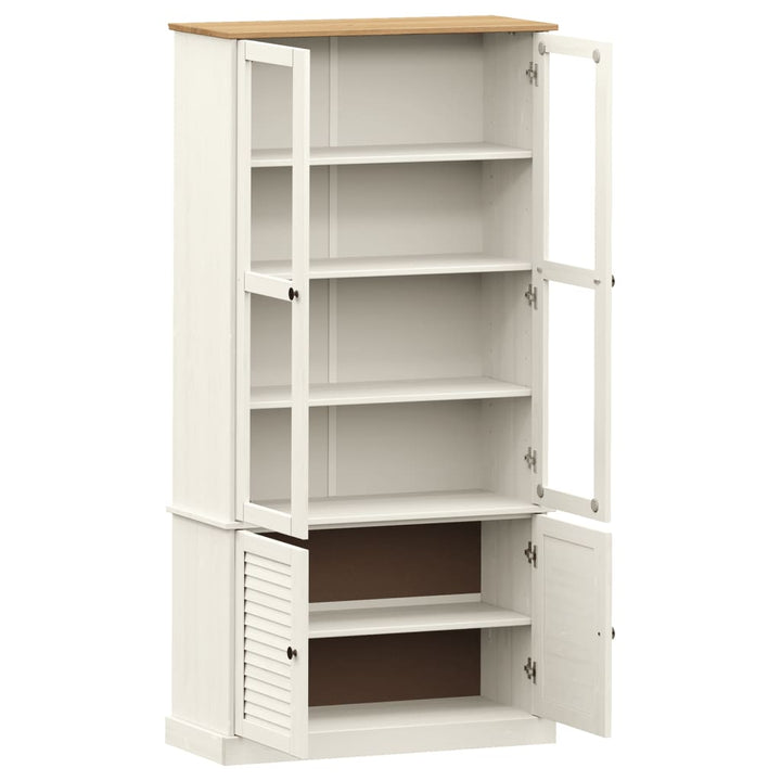 glasskab VIGO 85x35x170 cm massivt fyrretræ hvid