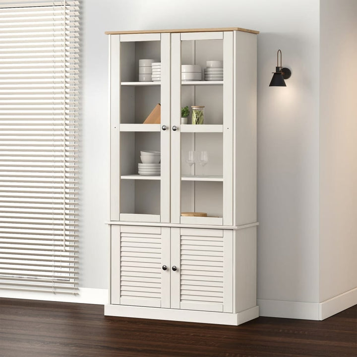 glasskab VIGO 85x35x170 cm massivt fyrretræ hvid