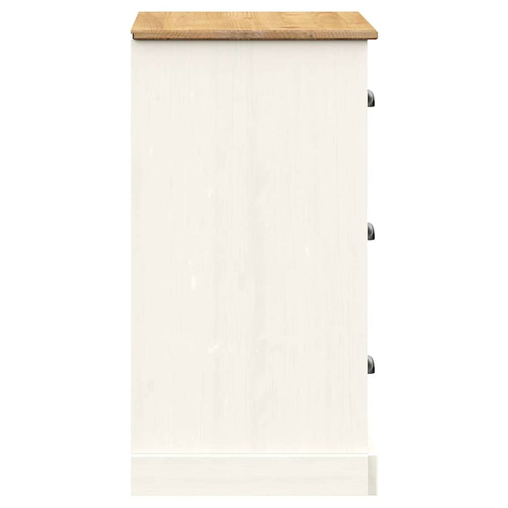 skænk med skuffer VIGO 78x40x75 cm massivt fyrretræ hvid