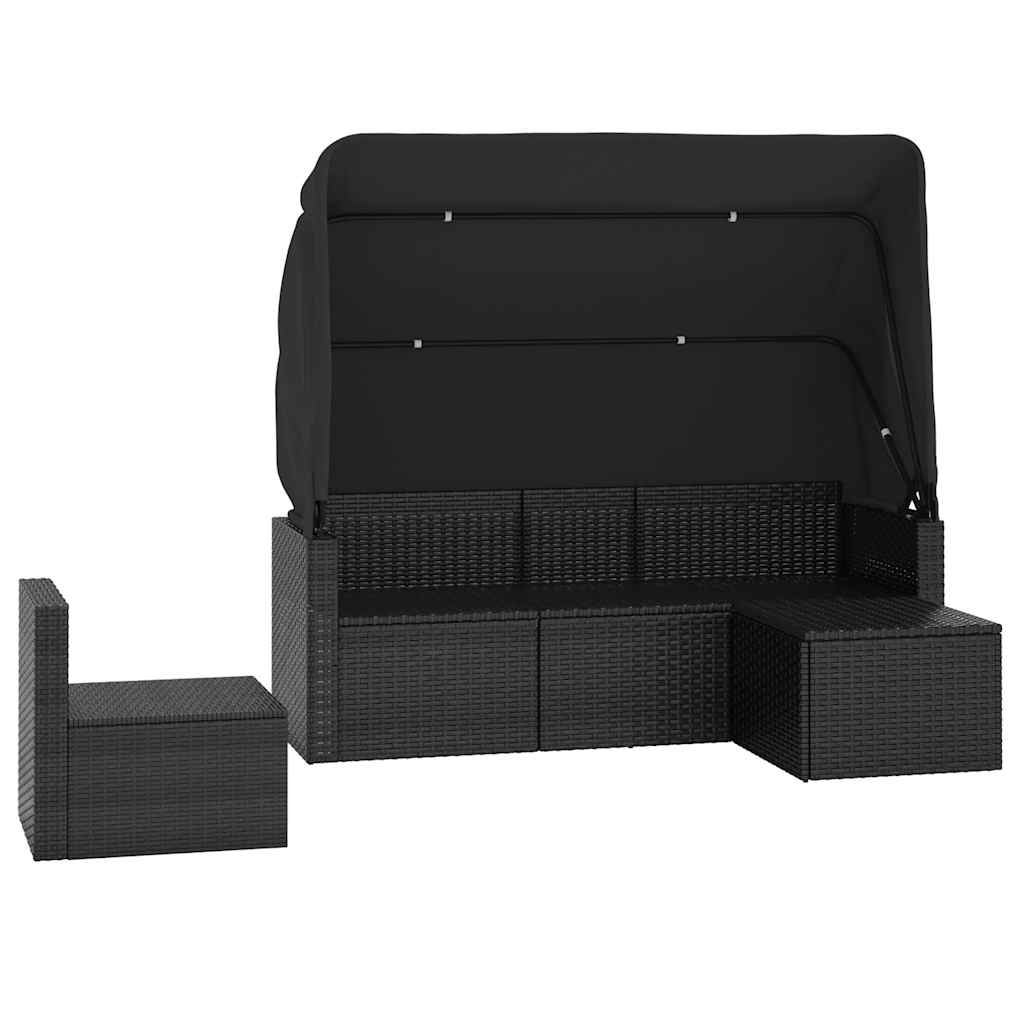 sofasæt til haven 4 dele med hynder polyrattan sort