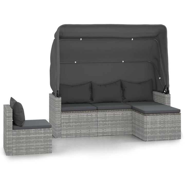 sofasæt til haven 4 dele med hynder polyrattan grå