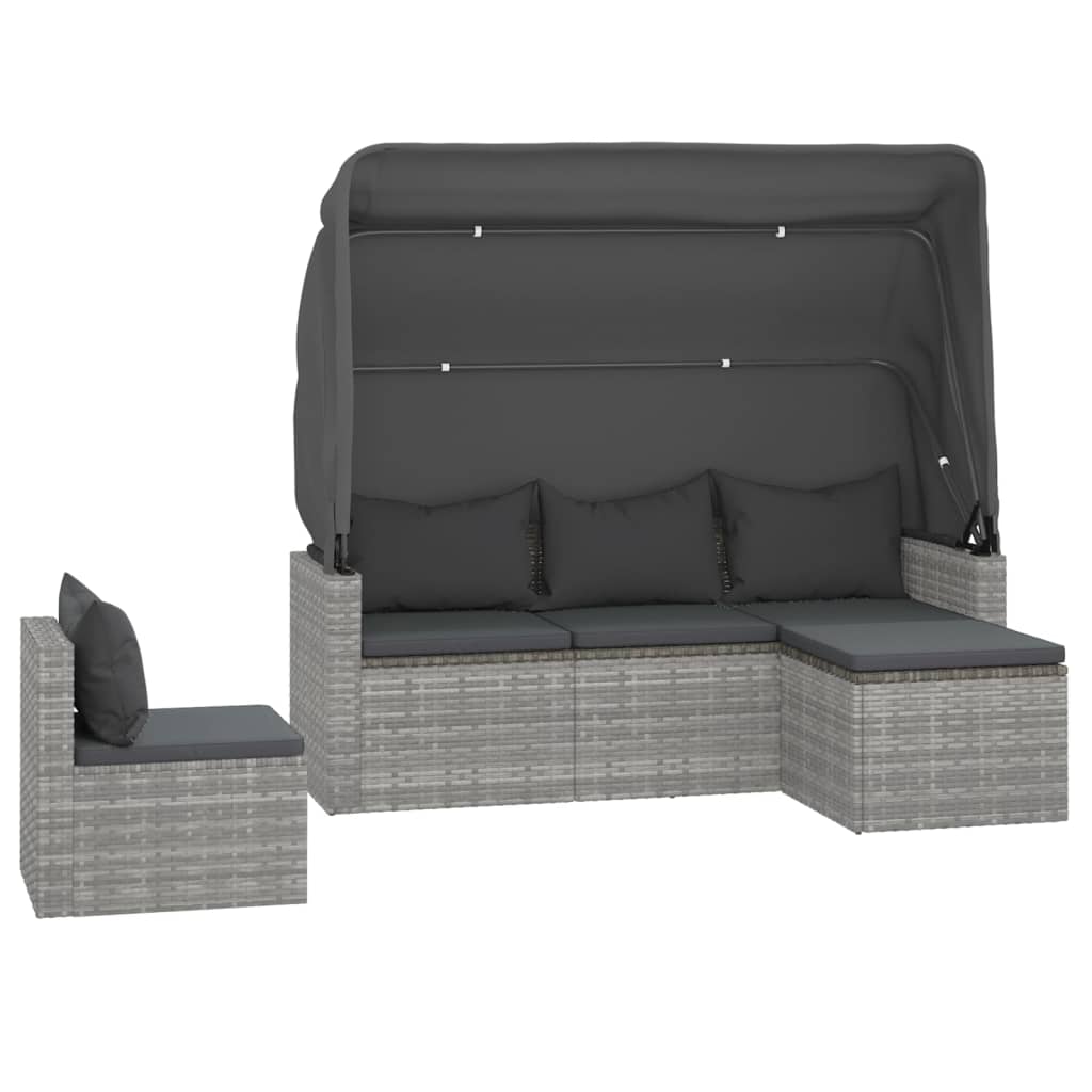 sofasæt til haven 4 dele med hynder polyrattan grå