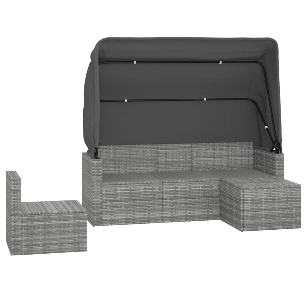 sofasæt til haven 4 dele med hynder polyrattan grå