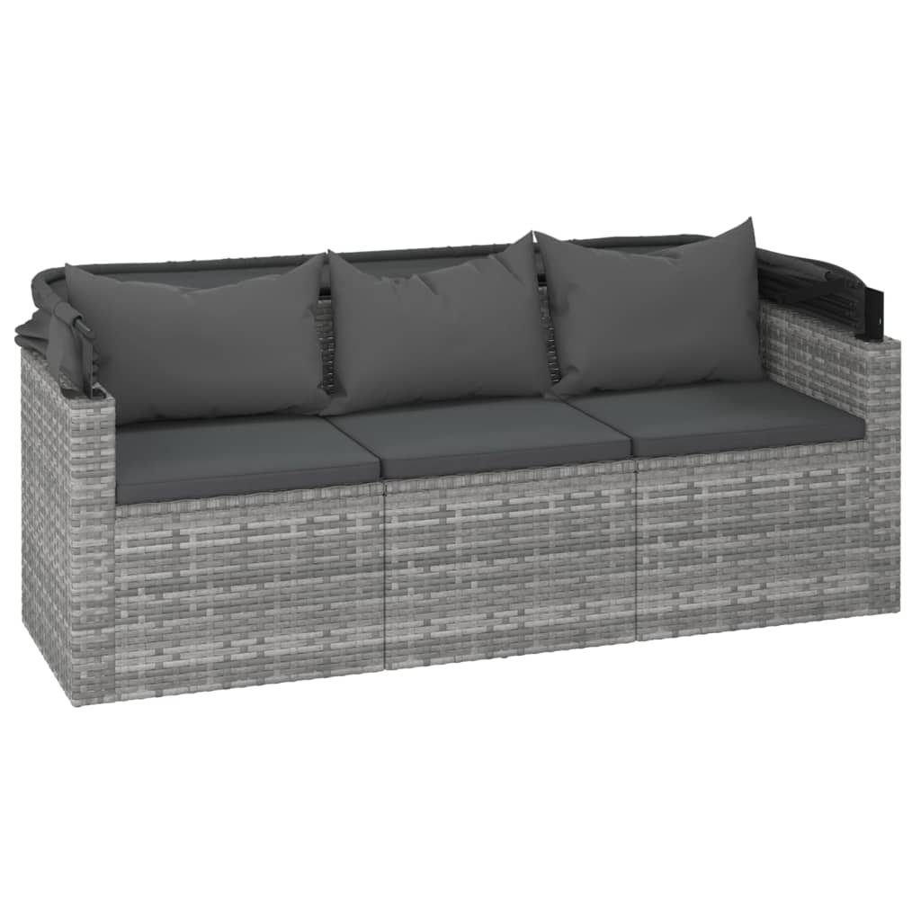 sofasæt til haven 4 dele med hynder polyrattan grå