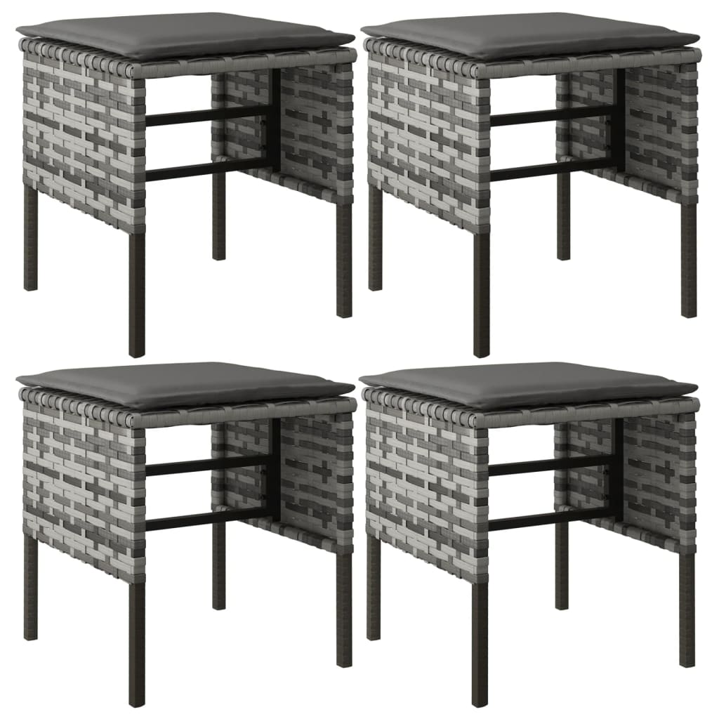 spisebordssæt til haven 6 dele med hynder polyrattan grå