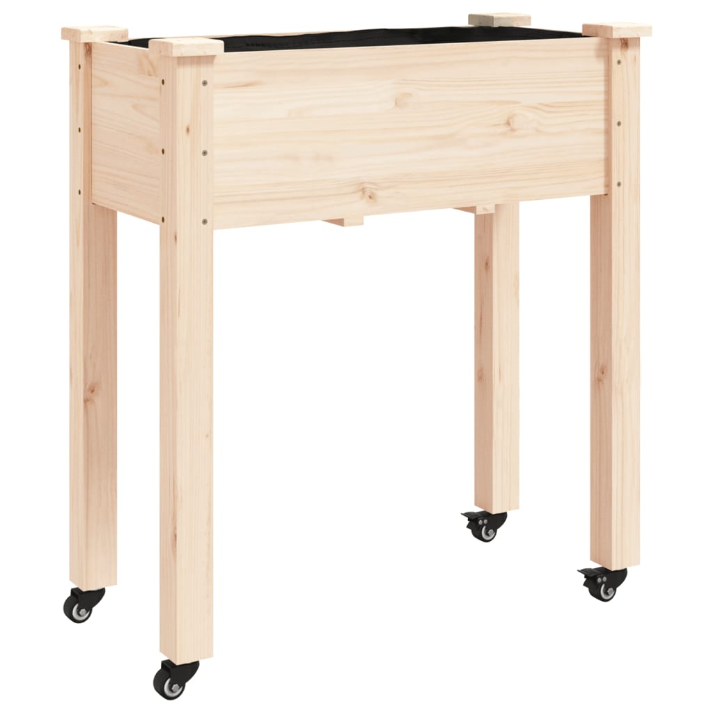 plantekasse med foring 71x37x80 cm massivt fyrretræ