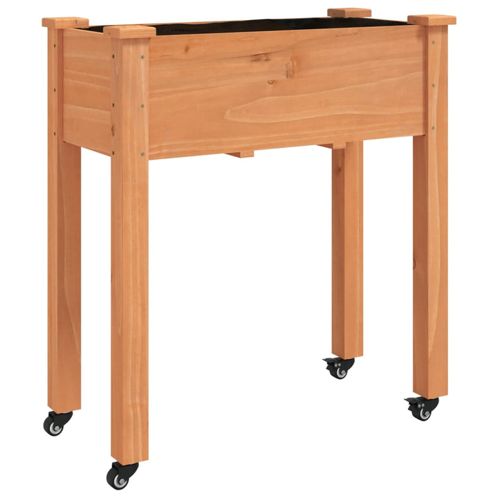 plantekasse med foring 71x37x80 cm massivt fyrretræ brun