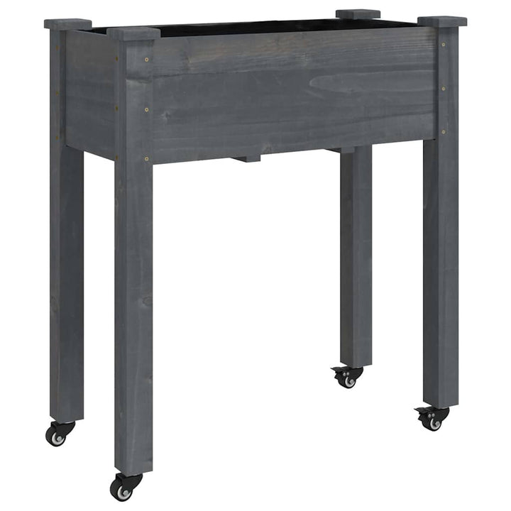 plantekasse med foring 71x37x80 cm massivt fyrretræ grå