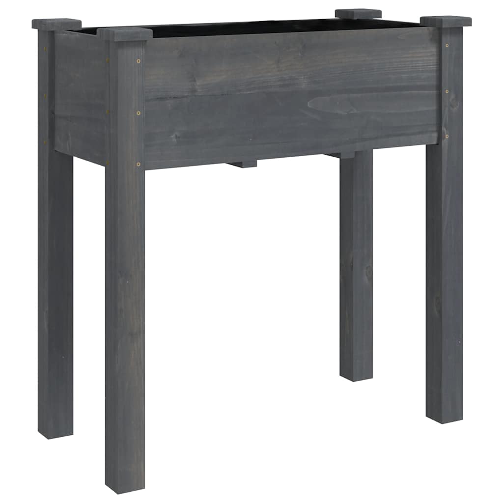 plantekasse med foring 71x37x80 cm massivt fyrretræ grå
