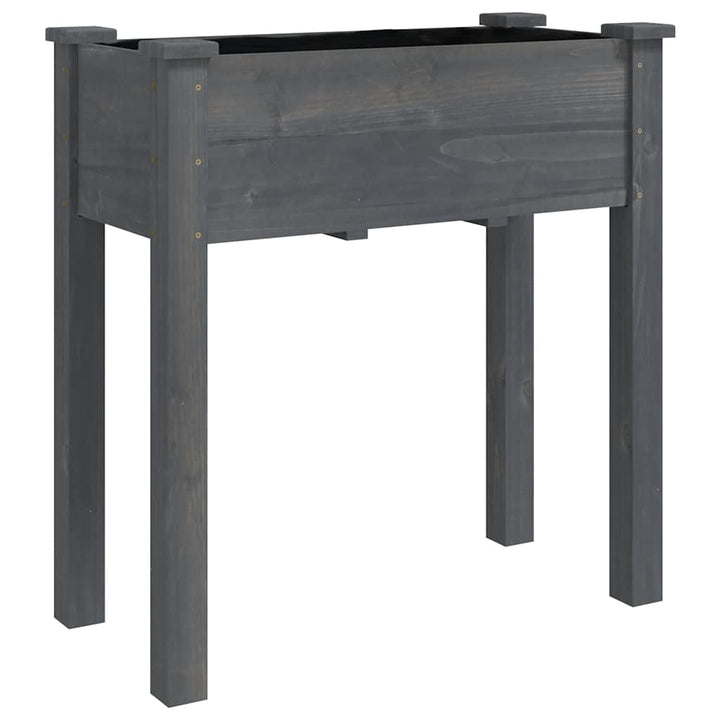plantekasse med foring 71x37x80 cm massivt fyrretræ grå