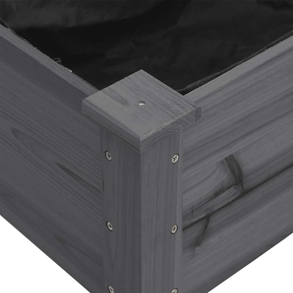 plantekasse med foring 71x37x80 cm massivt fyrretræ grå