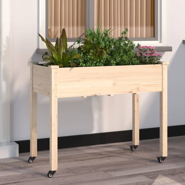 plantekasse med foring 118x59x80 cm massivt fyrretræ