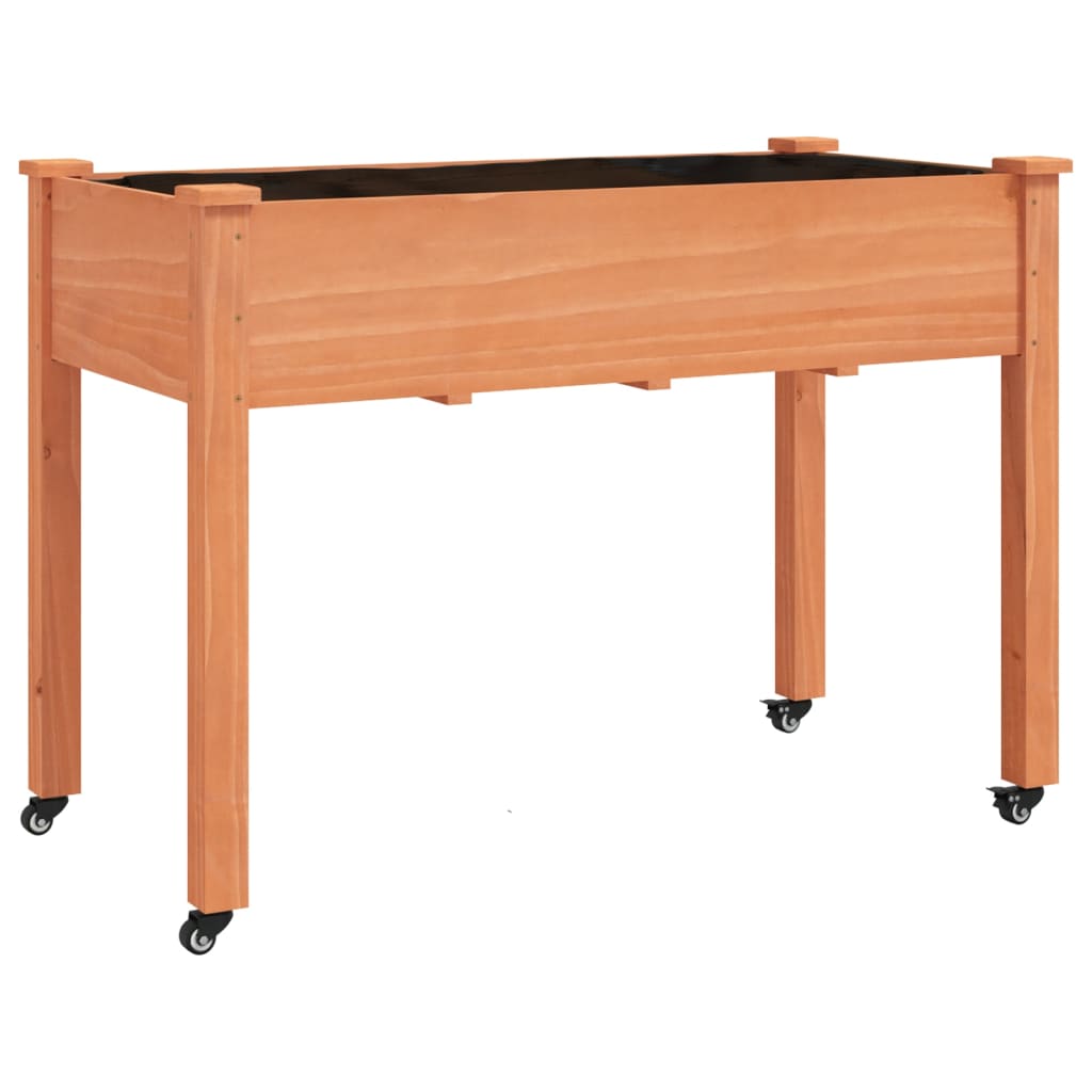 plantekasse med foring 118x59x80 cm massivt fyrretræ brun
