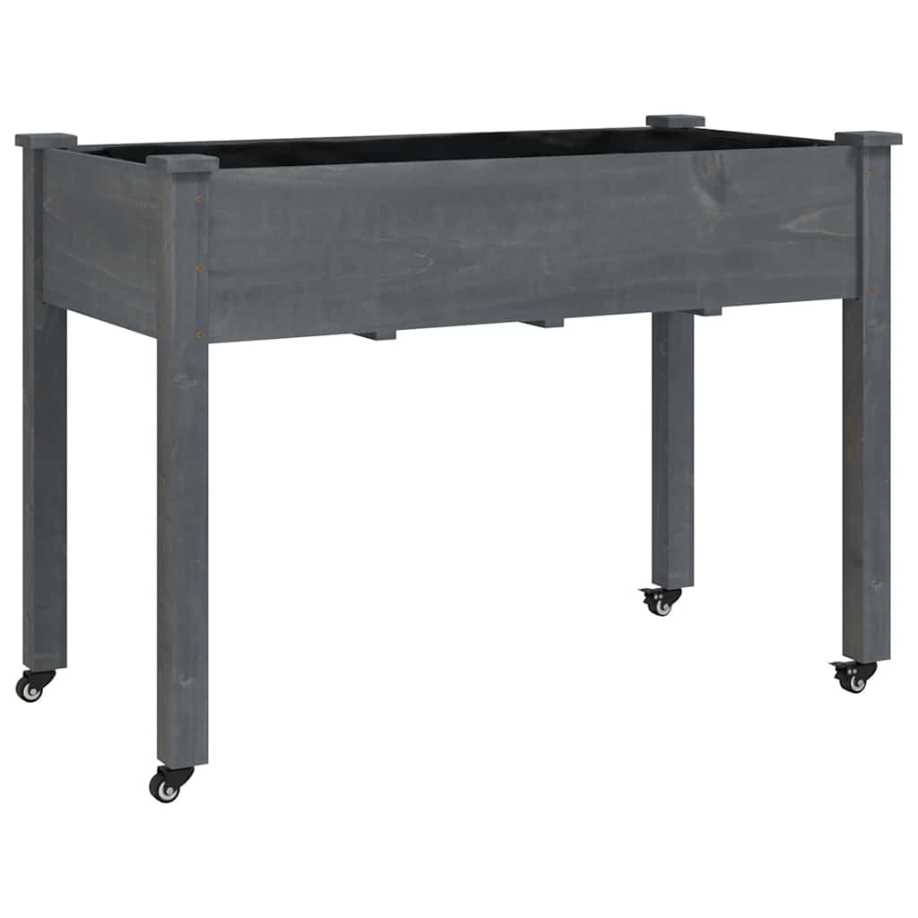 plantekasse med foring 118x59x80 cm massivt fyrretræ grå