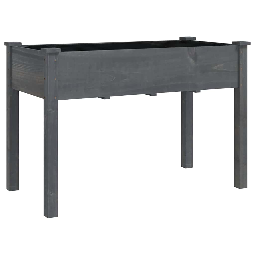 plantekasse med foring 118x59x80 cm massivt fyrretræ grå