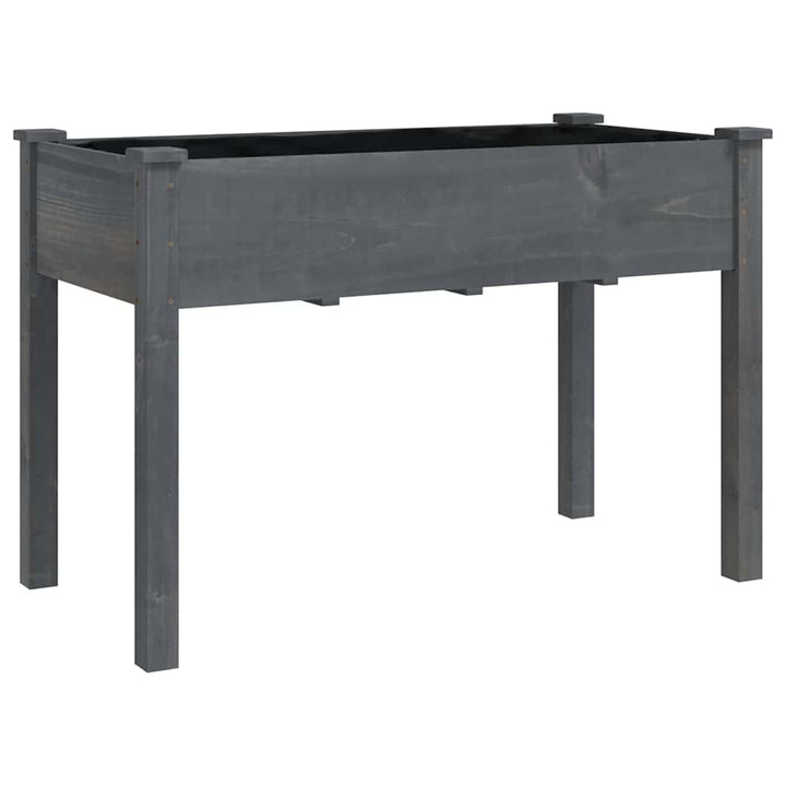 plantekasse med foring 118x59x80 cm massivt fyrretræ grå