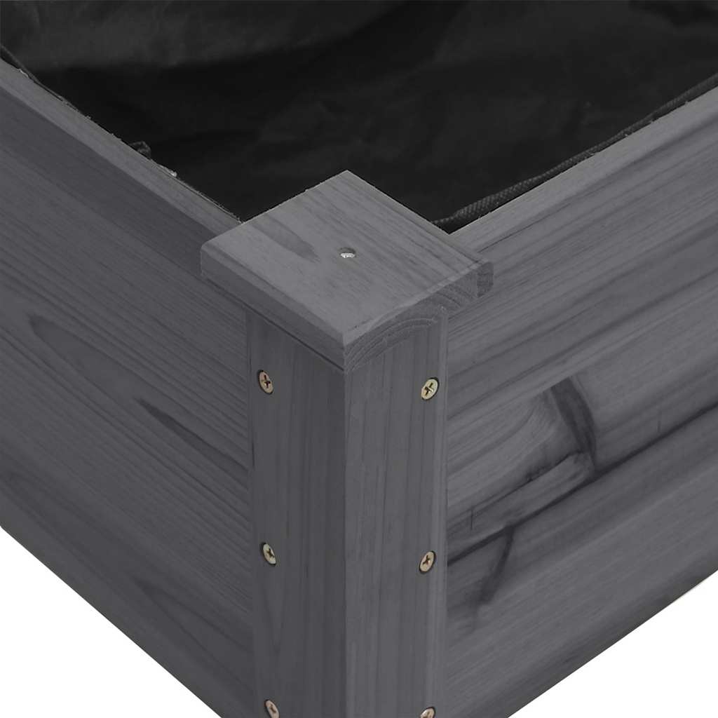 plantekasse med foring 118x59x80 cm massivt fyrretræ grå