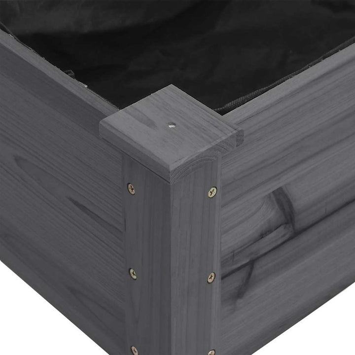 plantekasse med foring 118x59x80 cm massivt fyrretræ grå