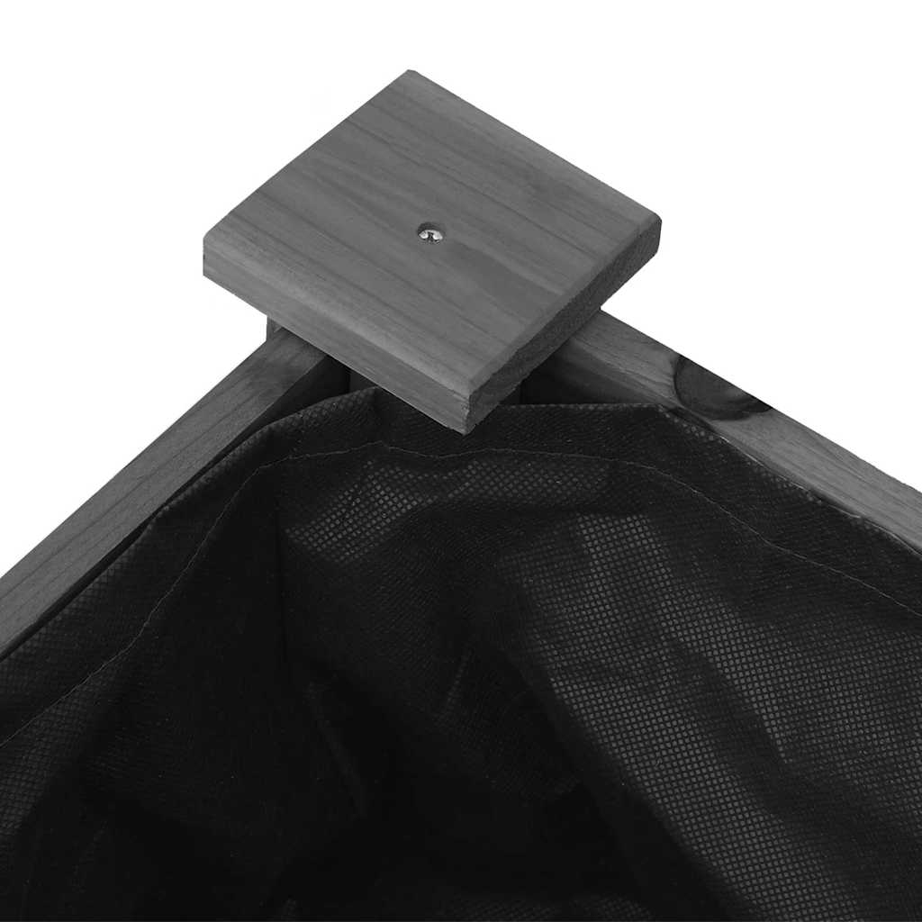 plantekasse med foring 118x59x80 cm massivt fyrretræ grå