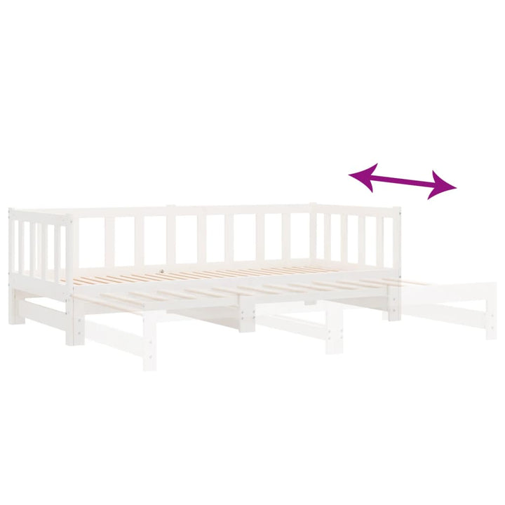 daybed med udtræk 2x(90x200) cm massivt fyrretræ hvid