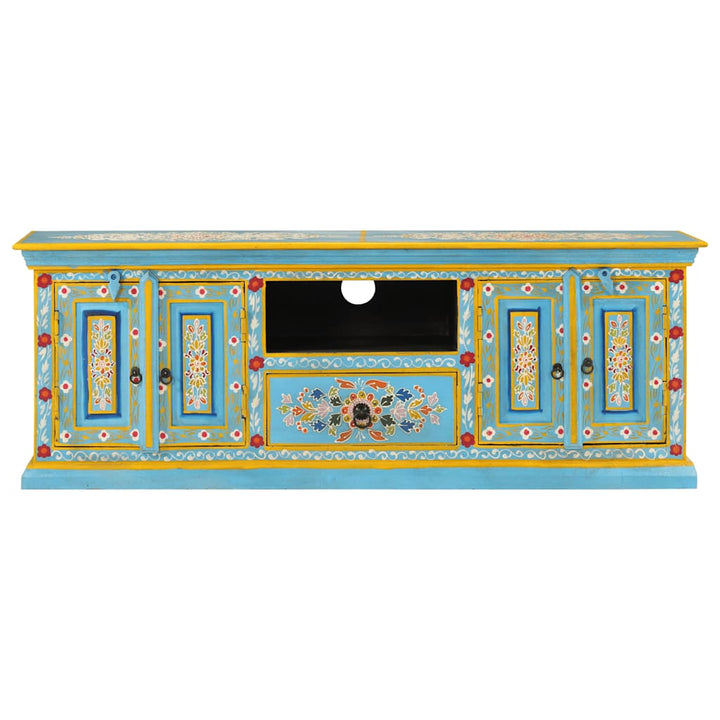 tv-bord 110x30x40 cm massivt mangotræ blå