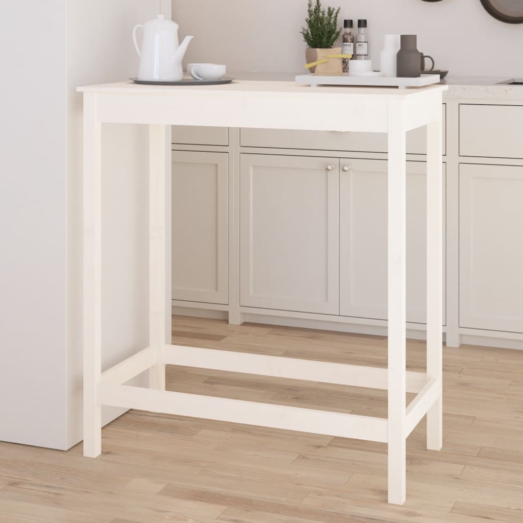 barbord 100x50x110 cm massivt fyrretræ hvid