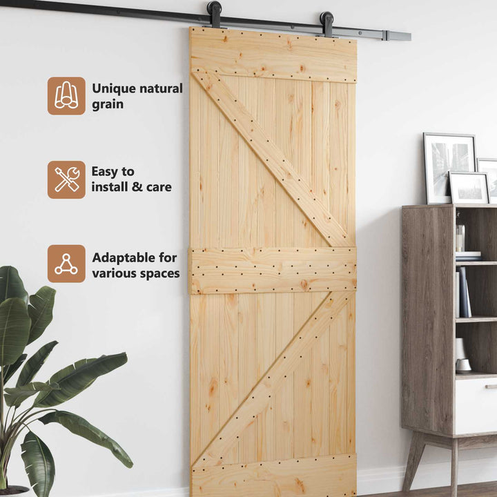 Dør NARVIK Naturfarvet 85 x 210 cm Massivt Fyrretræ