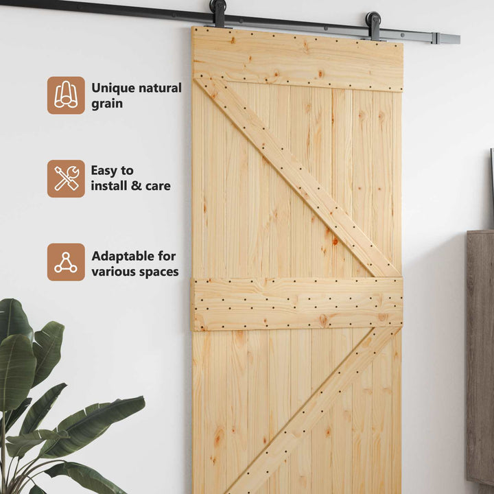 Dør NARVIK Naturfarvet 95 x 210 cm Massivt Fyrretræ
