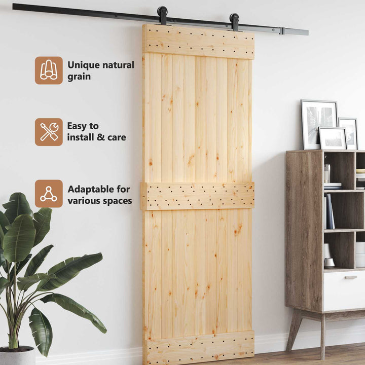 Dør NARVIK Naturfarvet 90 x 210 cm Massivt Fyrretræ