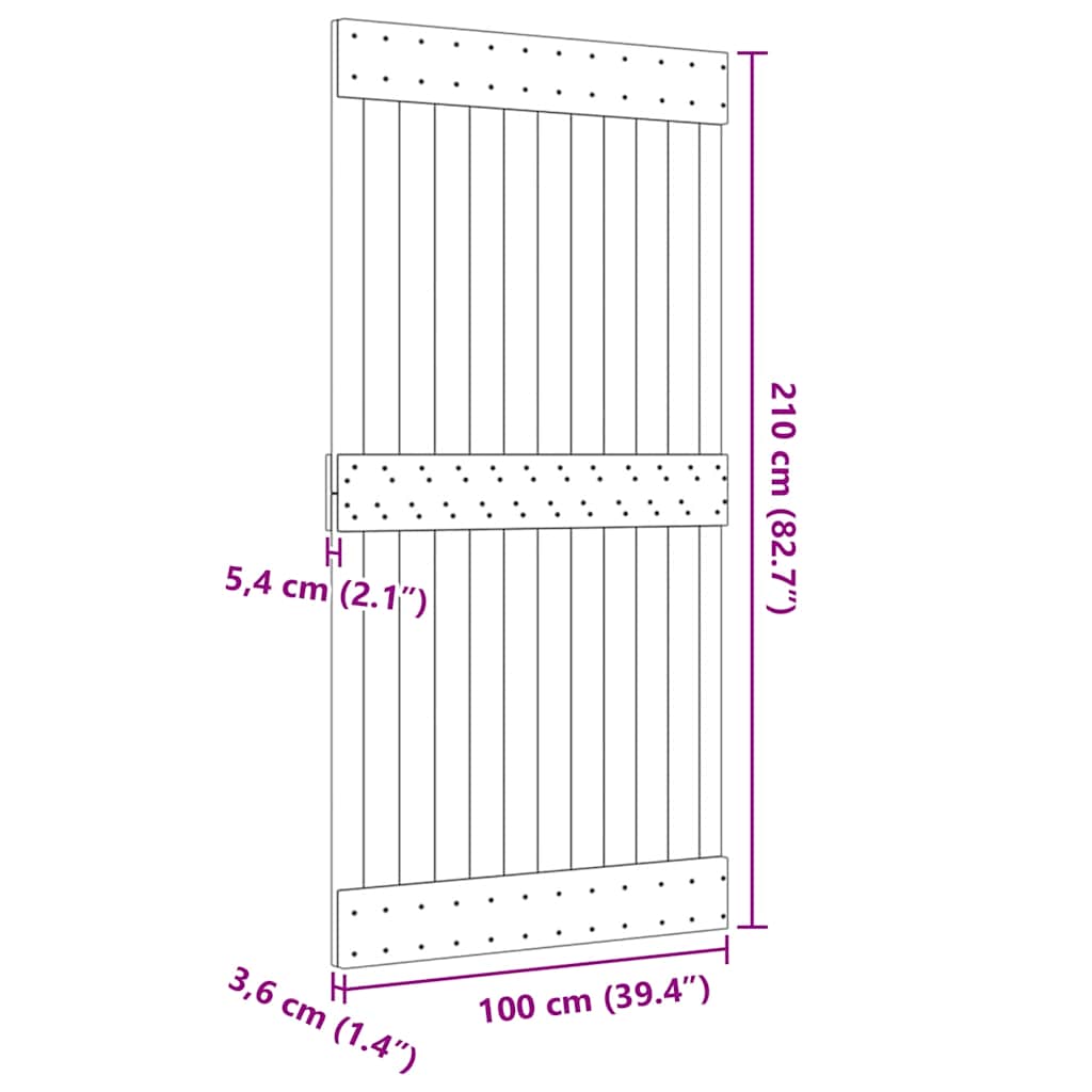 dør NARVIK 100x210 cm massivt fyrretræ