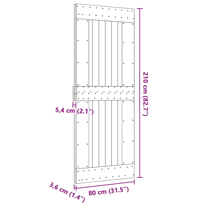 Dør NARVIK Naturfarvet 80 x 210 cm Massivt Fyrretræ