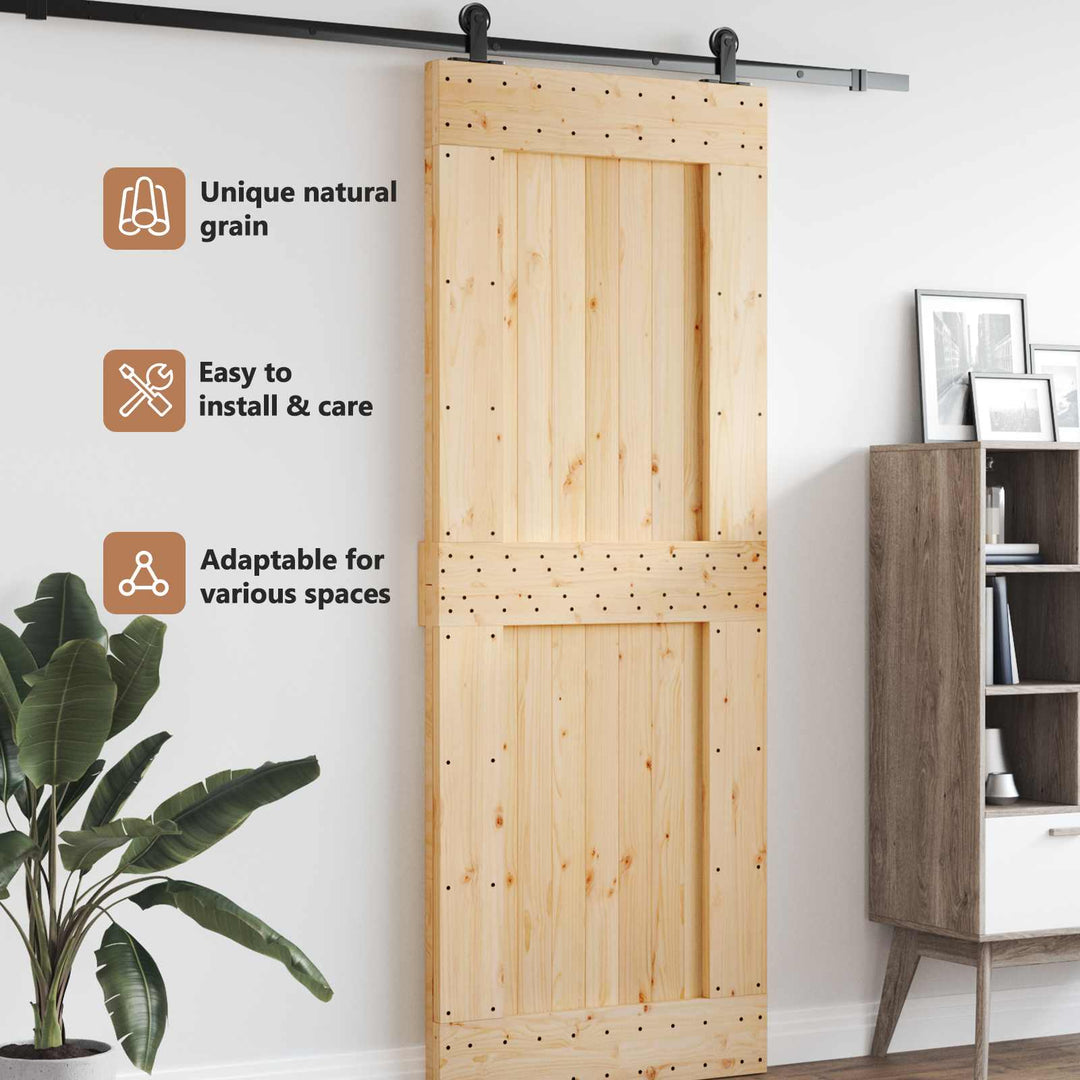 Dør NARVIK Naturfarvet 85 x 210 cm Massivt Fyrretræ