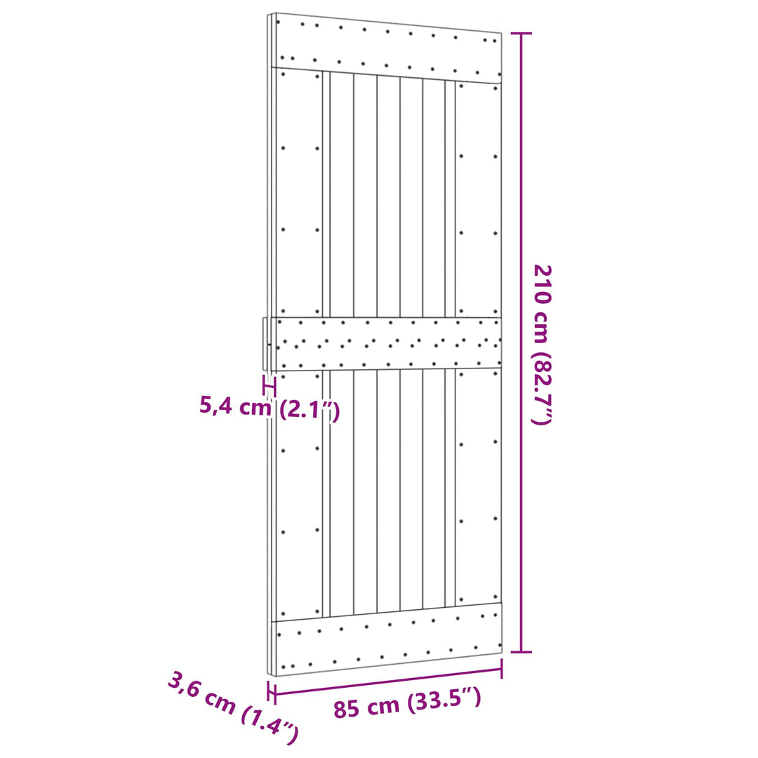 Dør NARVIK Naturfarvet 85 x 210 cm Massivt Fyrretræ