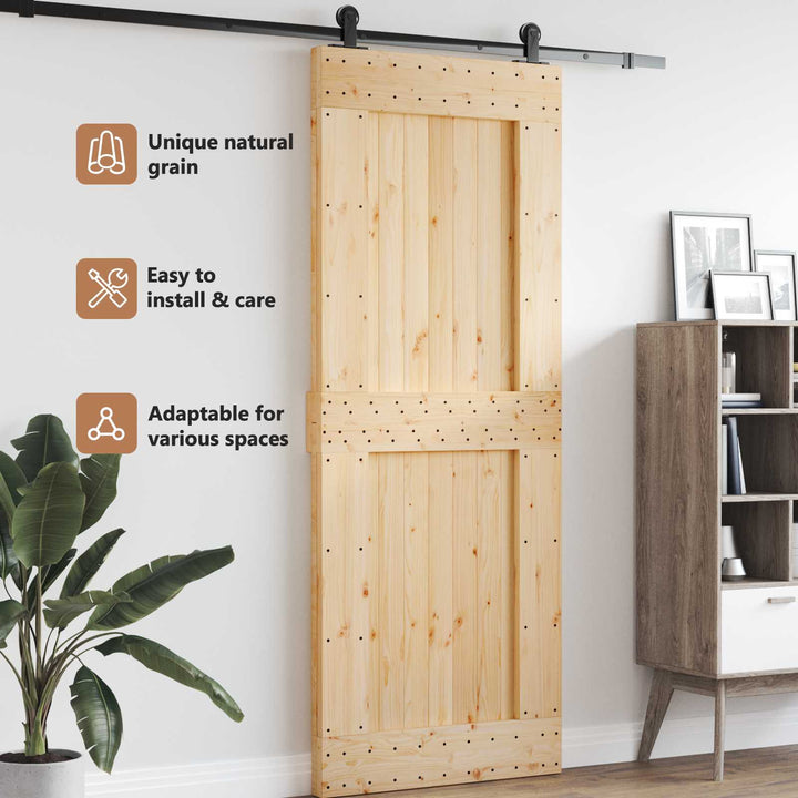 Dør NARVIK Naturfarvet 90 x 210 cm Massivt Fyrretræ