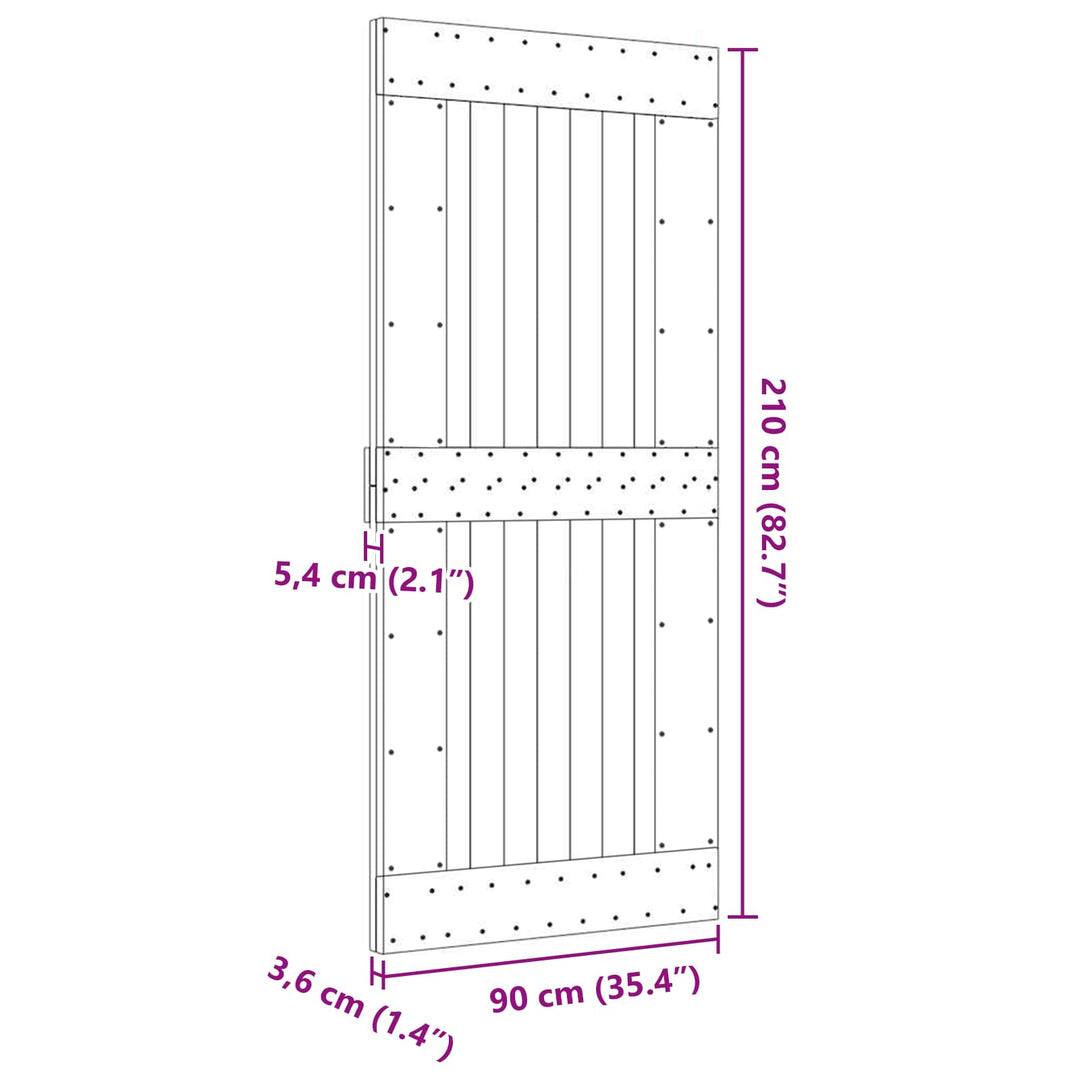 Dør NARVIK Naturfarvet 90 x 210 cm Massivt Fyrretræ