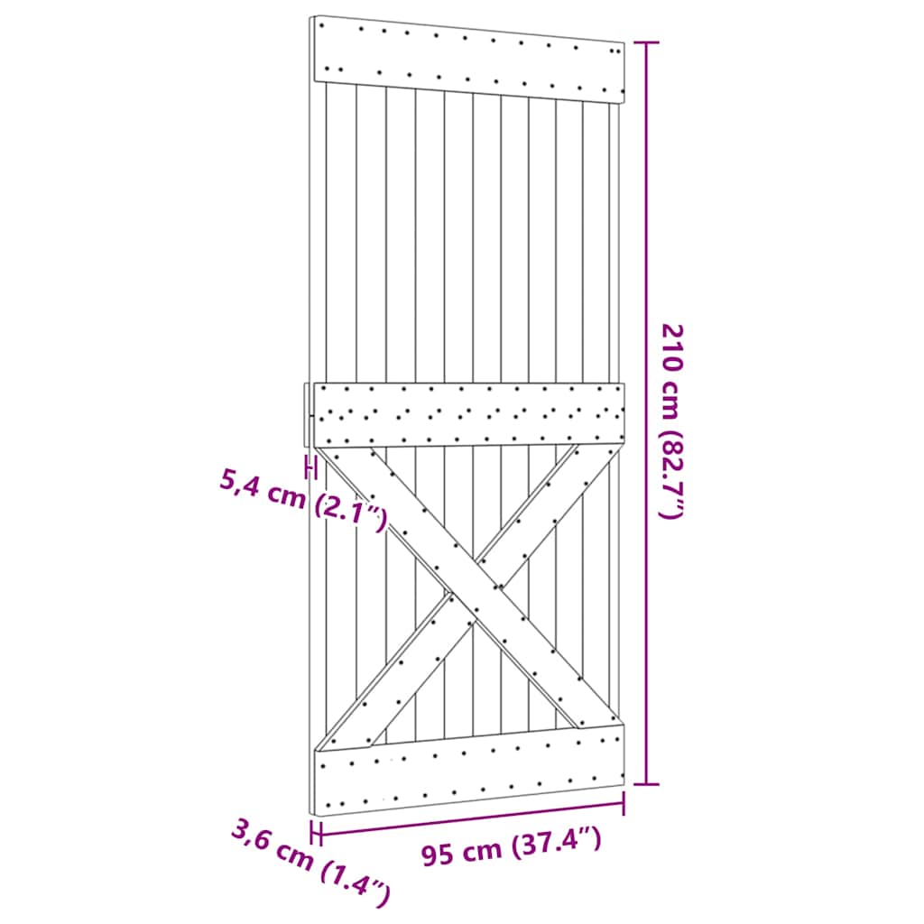 dør NARVIK 95x210 cm massivt fyrretræ