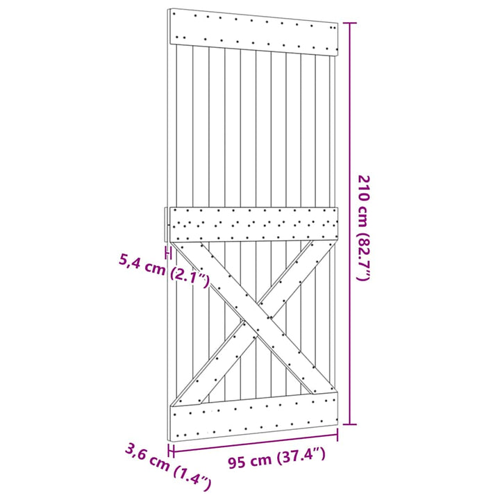 dør NARVIK 95x210 cm massivt fyrretræ