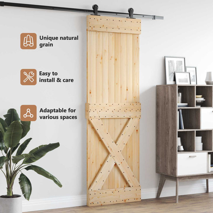 Dør NARVIK Naturfarvet 80 x 210 cm Massivt Fyrretræ
