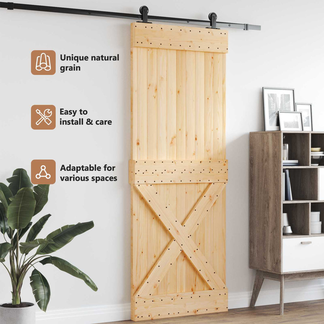 Dør NARVIK Naturfarvet 85 x 210 cm Massivt Fyrretræ